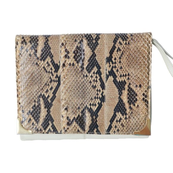 Vintage Natural Rattlesnake Snake Skin Leather Clutch Wristlet Purse & Shoulder - Picture 3 of 9